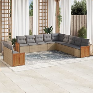 Maison exclusive - salon de jardin 11 pcs avec coussins beige résine tressée