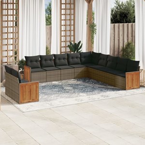 Maison exclusive - salon de jardin 11 pcs avec coussins gris résine tressée