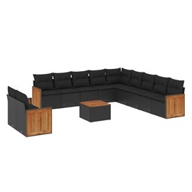 Maison exclusive - salon de jardin 12 pcs avec coussins noir résine tressée