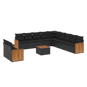 Maison exclusive - salon de jardin 12 pcs avec coussins noir résine tressée