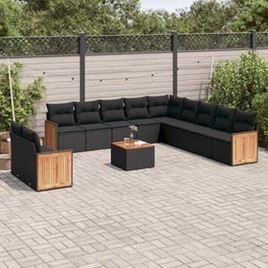 Maison exclusive - salon de jardin 12 pcs avec coussins noir résine tressée