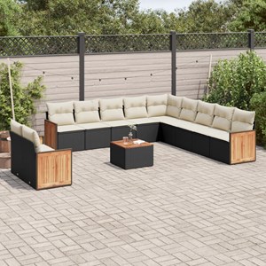 Maison exclusive - salon de jardin 12 pcs avec coussins noir résine tressée