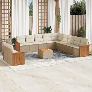 Maison exclusive - salon de jardin avec coussins 12 pcs beige résine tressée