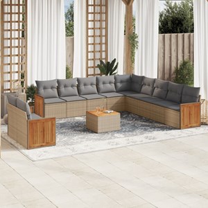 Maison exclusive - salon de jardin avec coussins 12 pcs beige résine tressée