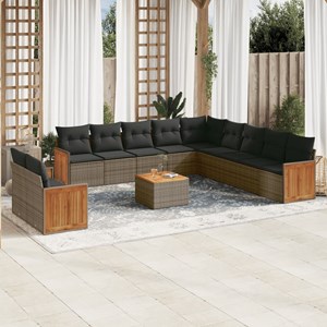 Maison exclusive - salon de jardin avec coussins 12 pcs gris résine tressée