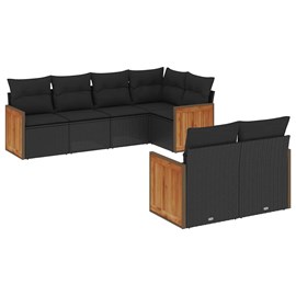 Maison exclusive - salon de jardin 7 pcs avec coussins noir résine tressée