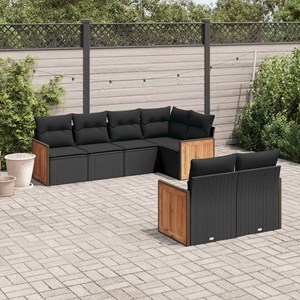 Maison exclusive - salon de jardin 7 pcs avec coussins noir résine tressée