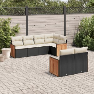 Maison exclusive - salon de jardin 7 pcs avec coussins noir résine tressée