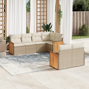 Maison exclusive - salon de jardin avec coussins 7 pcs beige résine tressée