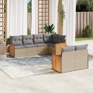 Maison exclusive - salon de jardin avec coussins 7 pcs beige résine tressée