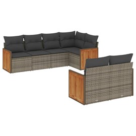 Maison exclusive - salon de jardin avec coussins 7 pcs gris résine tressée
