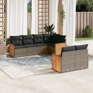 Maison exclusive - salon de jardin avec coussins 7 pcs gris résine tressée