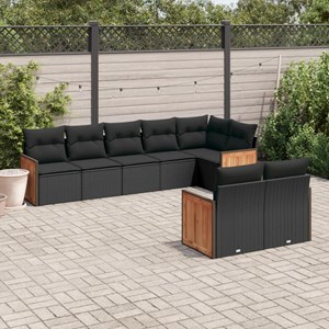 Maison exclusive - salon de jardin 8 pcs avec coussins noir résine tressée