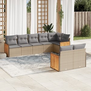Maison exclusive - salon de jardin avec coussins 8 pcs beige résine tressée