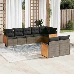 Maison exclusive - salon de jardin 8 pcs avec coussins gris résine tressée