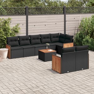 Maison exclusive - salon de jardin 9 pcs avec coussins noir résine tressée