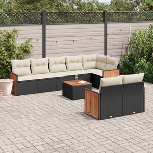 Maison exclusive - salon de jardin 9 pcs avec coussins noir résine tressée