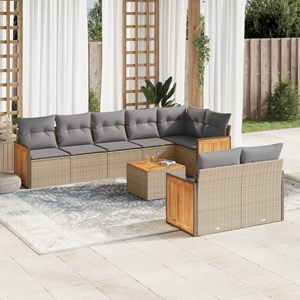 Maison exclusive - salon de jardin avec coussins 9 pcs beige résine tressée