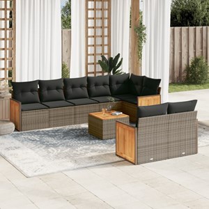 Maison exclusive - salon de jardin 9 pcs avec coussins gris résine tressée