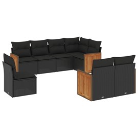 Maison exclusive - salon de jardin 8 pcs avec coussins noir résine tressée