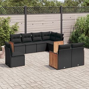 Maison exclusive - salon de jardin 8 pcs avec coussins noir résine tressée