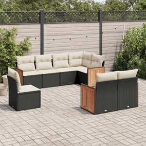 Maison exclusive - salon de jardin 8 pcs avec coussins noir résine tressée
