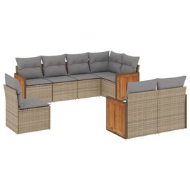 Maison exclusive - salon de jardin avec coussins 8 pcs beige résine tressée