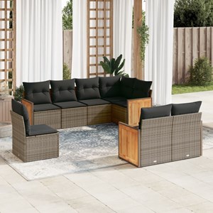 Maison exclusive - salon de jardin 8 pcs avec coussins gris résine tressée