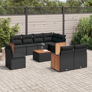 Maison exclusive - salon de jardin 9 pcs avec coussins noir résine tressée