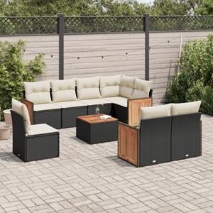 Maison exclusive - salon de jardin 9 pcs avec coussins noir résine tressée