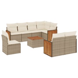 Maison exclusive - salon de jardin avec coussins 9 pcs beige résine tressée