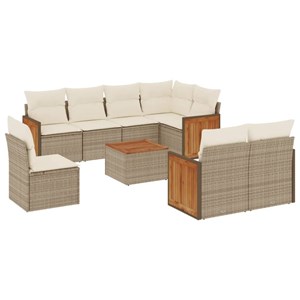 Maison exclusive - salon de jardin avec coussins 9 pcs beige résine tressée