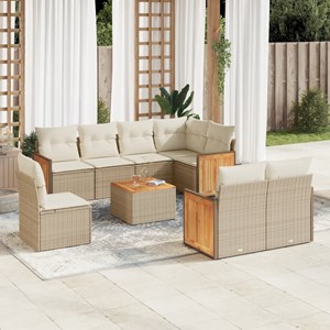 Maison exclusive - salon de jardin avec coussins 9 pcs beige résine tressée