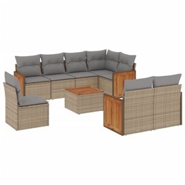 Maison exclusive - salon de jardin avec coussins 9 pcs beige résine tressée