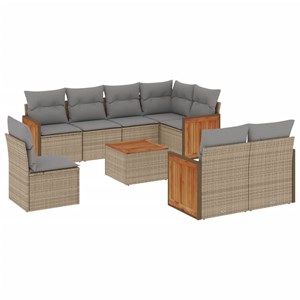 Maison exclusive - salon de jardin avec coussins 9 pcs beige résine tressée