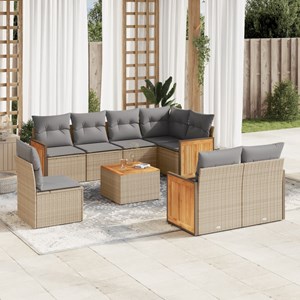 Maison exclusive - salon de jardin avec coussins 9 pcs beige résine tressée