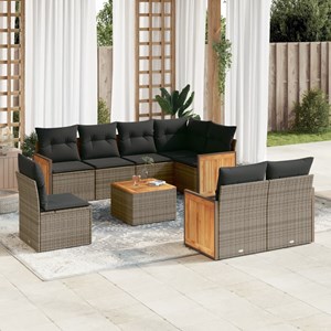 Maison exclusive - salon de jardin 9 pcs avec coussins gris résine tressée
