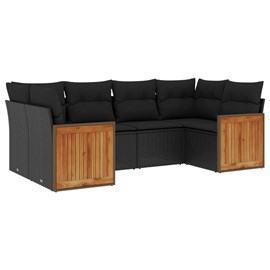 Maison exclusive - salon de jardin 6 pcs avec coussins noir résine tressée