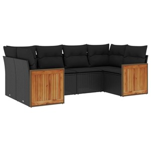 Maison exclusive - salon de jardin 6 pcs avec coussins noir résine tressée