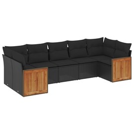 Maison exclusive - salon de jardin 7 pcs avec coussins noir résine tressée