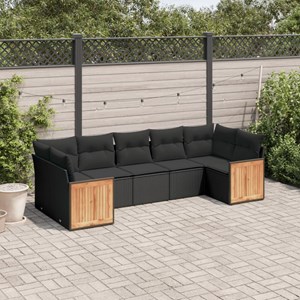 Maison exclusive - salon de jardin 7 pcs avec coussins noir résine tressée