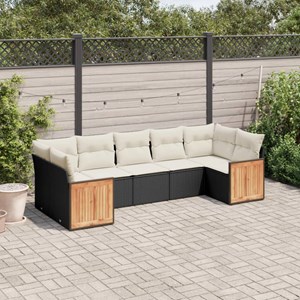 Maison exclusive - salon de jardin 7 pcs avec coussins noir résine tressée