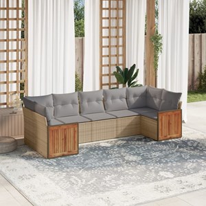 Maison exclusive - salon de jardin avec coussins 7 pcs beige résine tressée