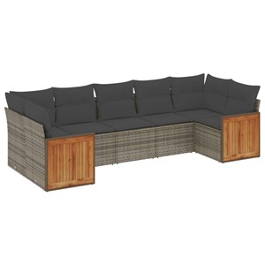 Maison exclusive - salon de jardin avec coussins 7 pcs gris résine tressée