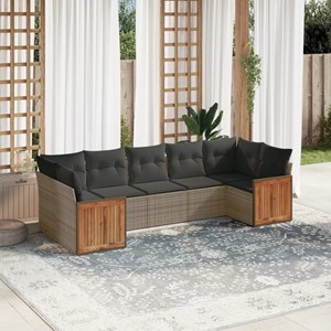 Maison exclusive - salon de jardin avec coussins 7 pcs gris résine tressée