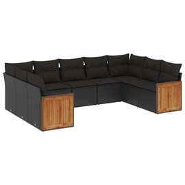 Maison exclusive - salon de jardin 9 pcs avec coussins noir résine tressée
