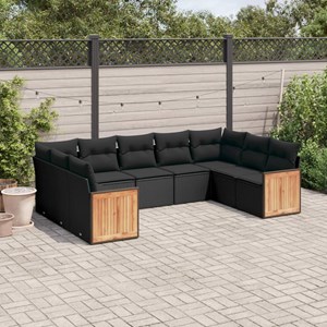 Maison exclusive - salon de jardin 9 pcs avec coussins noir résine tressée