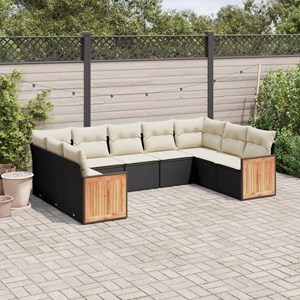 Maison exclusive - salon de jardin 9 pcs avec coussins noir résine tressée