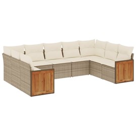 Maison exclusive - salon de jardin avec coussins 9 pcs beige résine tressée
