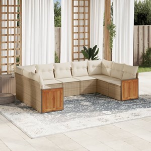 Maison exclusive - salon de jardin avec coussins 9 pcs beige résine tressée